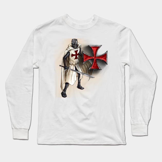 Freemasons Masonic York Rite Knight Templar in red and white Long Sleeve T-Shirt by hclara23